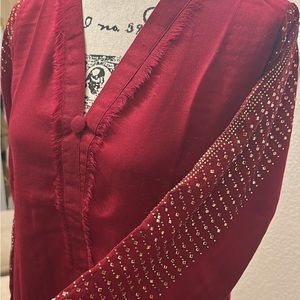 2 pcs kurta with pants with Swarovski work on sleeves and daaman.